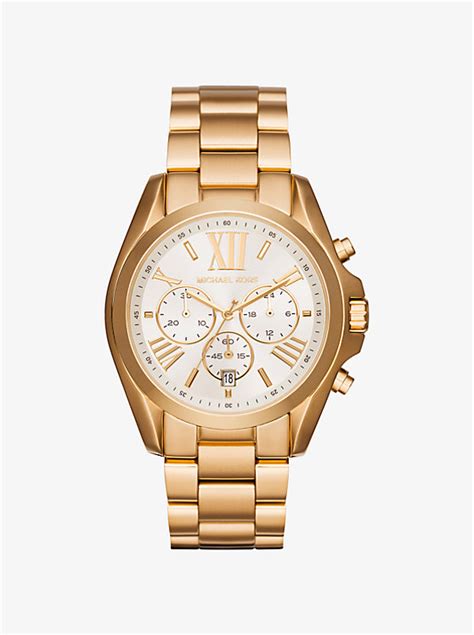 michael kors oversized gunmetal bradshaw watch 48mm|Michael Kors gold tone watch.